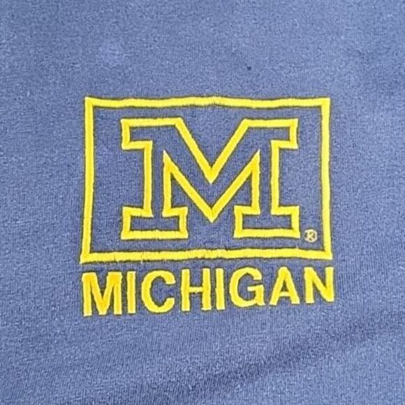 Vtg Embroidered Michigan Shirt Team Edition Apparel Large Tee University Blue - Picture 3 of 9